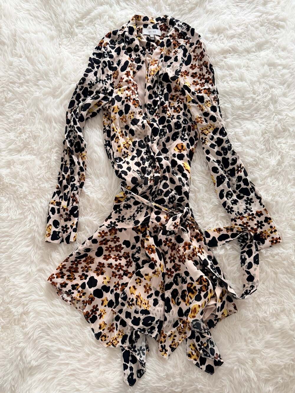 Reiss Sylvie Animal Floral Print Wrap Dress Size 6